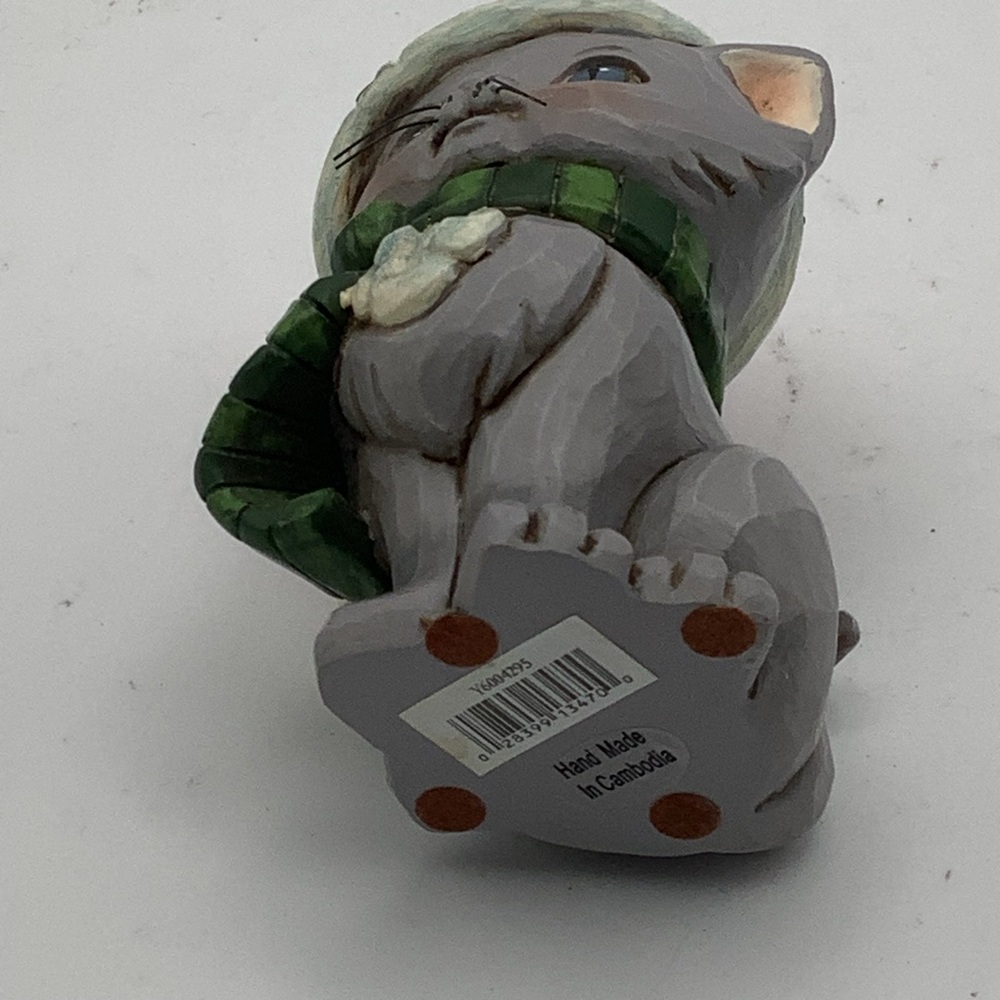 Jim Shore 2019 Mini Christmas Kitten Figurine with Red Santa Hat - Picture 6 of 12